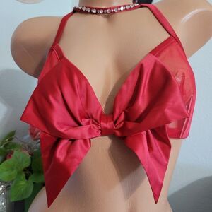 NWT VITORIA'S SECRET Red Satin Mesh Bralette 587